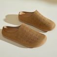 thumbnail image 5 of Xdegoge Slip On Shoes for Women Closed Toe Flat Mules Laser Cut Perforated Upper Faux Suede Classic Everyday Walking Casual Fashion Footwear, 5 of 8