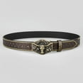 thumbnail image 5 of SXcggal Western Cowboy Belt Bull Head Big Buckle Trend Retro Youth Retro Men's Punk Leather Belt Casual Stylish For Pants, 5 of 5