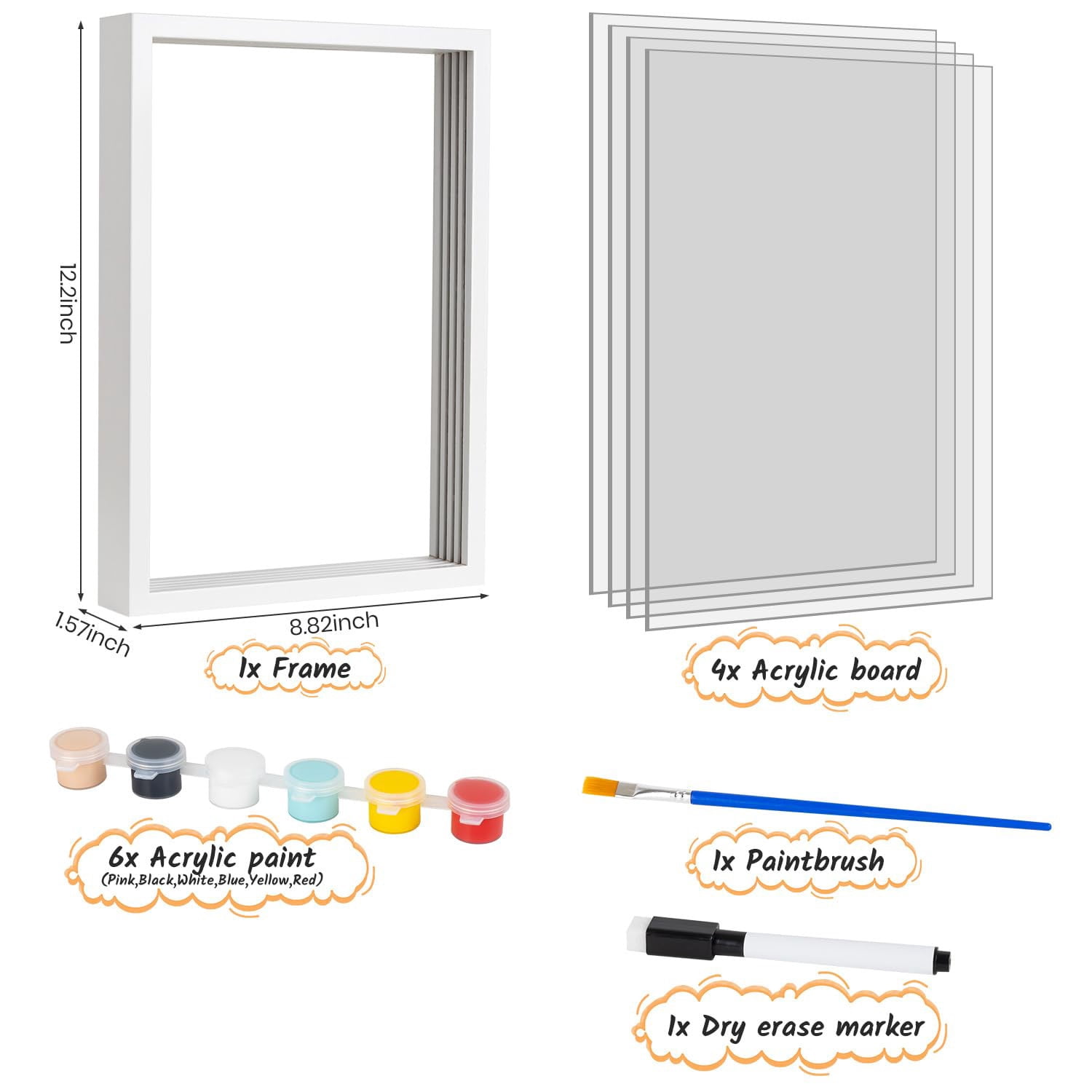 Family Handprint Kit, DIY Craft Keepsake Frame,Baby Hand Print Kits,Handmade Keepsake Wooden Frame Endless Gift Set 4 Transparent Sheets 6 Non -Toxic Paint Colors,Family Gifts for New Mom, New Parents