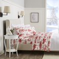 thumbnail image 6 of Great Bay Home Printed Velvet Plush 4-Piece Sheet Set (California King, Snowtown Toile - Red), 6 of 9