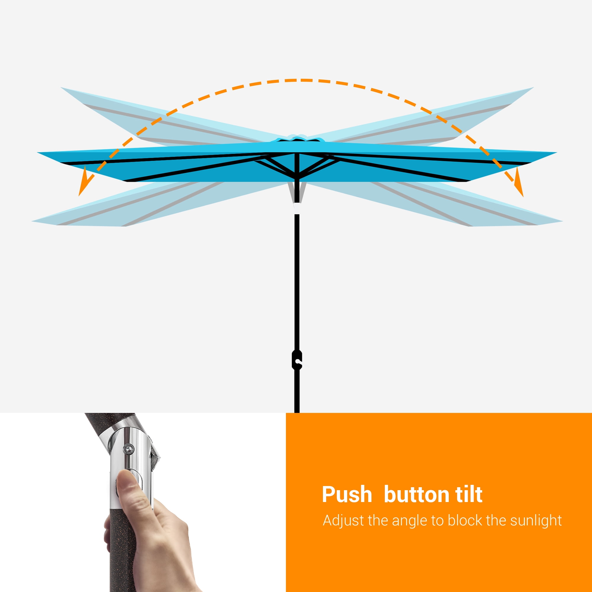 ACEGOSES 10 x 6.5ft Outdoor Patio Table Umbrella with Non-Fading canopy for Garden and Yard,Lake Blue