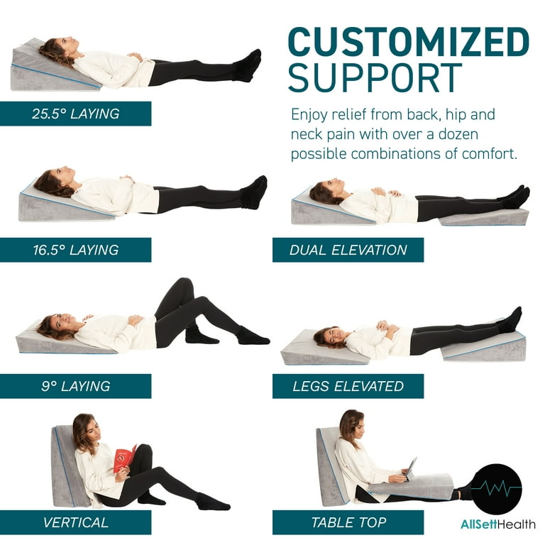 AllSett Health Bed Wedge Pillow - 10 Inch Wedge Pillow for Sleeping wi —  All Sett Health