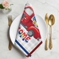 thumbnail image 2 of 4th of July Cloth Napkins, Red Truck Balloon Floral Cherry Grey Plaid Washable and Reusable Dinner Napkins Set of 2, Table Napkin for Kitchen Party Birthday Wedding Hotel Housewarming 20"x20", 2 of 9