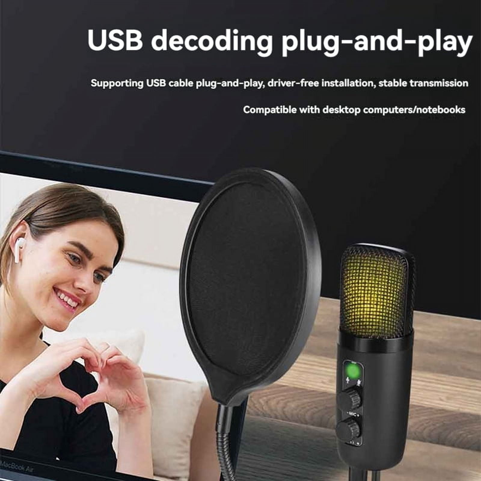 USB Microphone Condenser Gaming Mic for PC with Brilliant RGB Lighting High Configuration