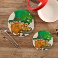 thumbnail image 2 of FREEAMG Cute Irish Leprechaun and A Pot of Gold Coins Trivet Pot Holder,Round Woven Potholders Set 2PCS-Braided Hot Pads - Coasters - Table Mats for Cooking and Baking236, 2 of 7
