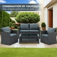 thumbnail image 4 of 4 Pieces Patio Furniture Set, All Weather Patio Conversation Set Outdoor Sectional Wicker Rattan Patio Sofa Set with Cushion and Glass Table, Gray, 4 of 10