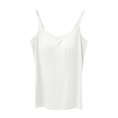 Mrat Sports Bra Tank Womens Loose Chest Pad Suspenders Workout Bottom Solid Vests Yoga Bottom Shirt Vests Tank Tops Plus Size S-72 White S
