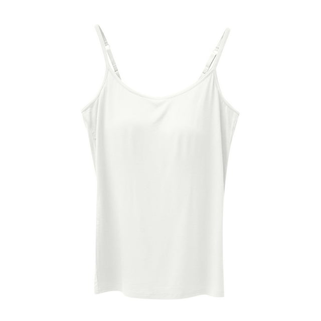 AherBiu Débardeurs avec Soutiens-Gorge Intégrés Camisole Basique Rembourrée Bretelles Spaghetti Réglables Sans Manches Vêtements de Maison