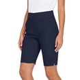 thumbnail image 6 of Women's Soft Solid Elastic Waist Casual Short Pants, Comfy Travel Shorts with Functional Pockets, Lightweight Polyester Blend for Walking, Running Errands, Sightseeing, | TruBelle,Navy M, 6 of 7