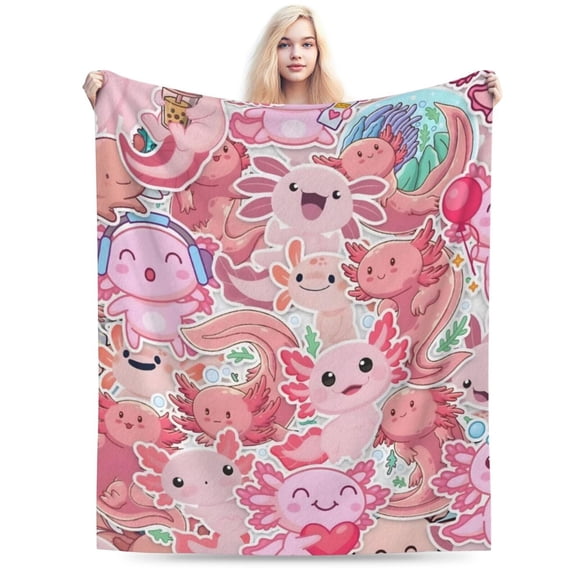 Axolotl Blanket Gifts - Cute Throw Blanket for Adults Kids - Pink Soft Plush Throws for Bed, Couch & Travel 50x40