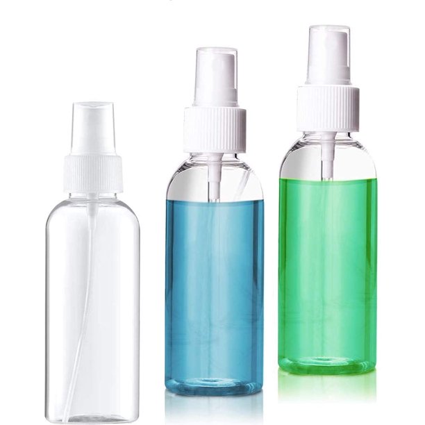 Paquete de 3 minibotellas de pulverización de niebla fina de 50 ml de plástico, tapa de pulverización de bomba, botellas de pulverización de atomizador vacías reutilizables recargables