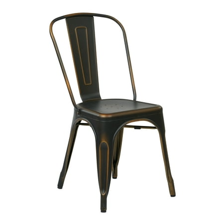 Antique Metal Finish Arm Chairs - Bristow Armless Chair, Antique Copper Finish, 4-Pack