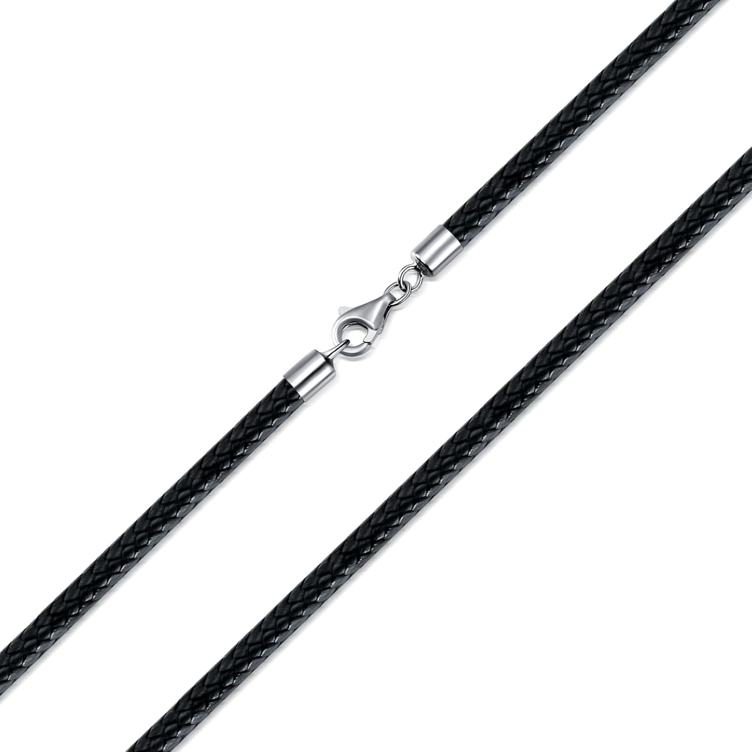 Leather Necklace Cord 2MM 3MM Leather Necklace for Men Women Leather Chain with Sterling Silver Clasp 18, 20, 22, 24, 26 Inches