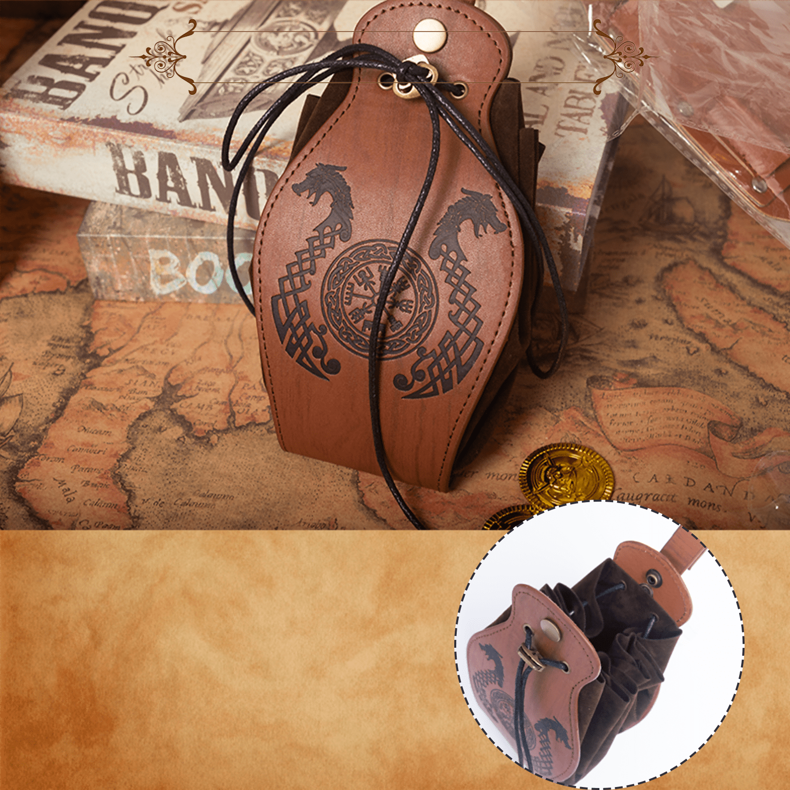 5Pcs Renaissance Corset Belt Set with Pouch, Medieval Costume Accessory 5PCS Corset Renaissance Belt Medieval Pouch Potion Bottle  main image 3