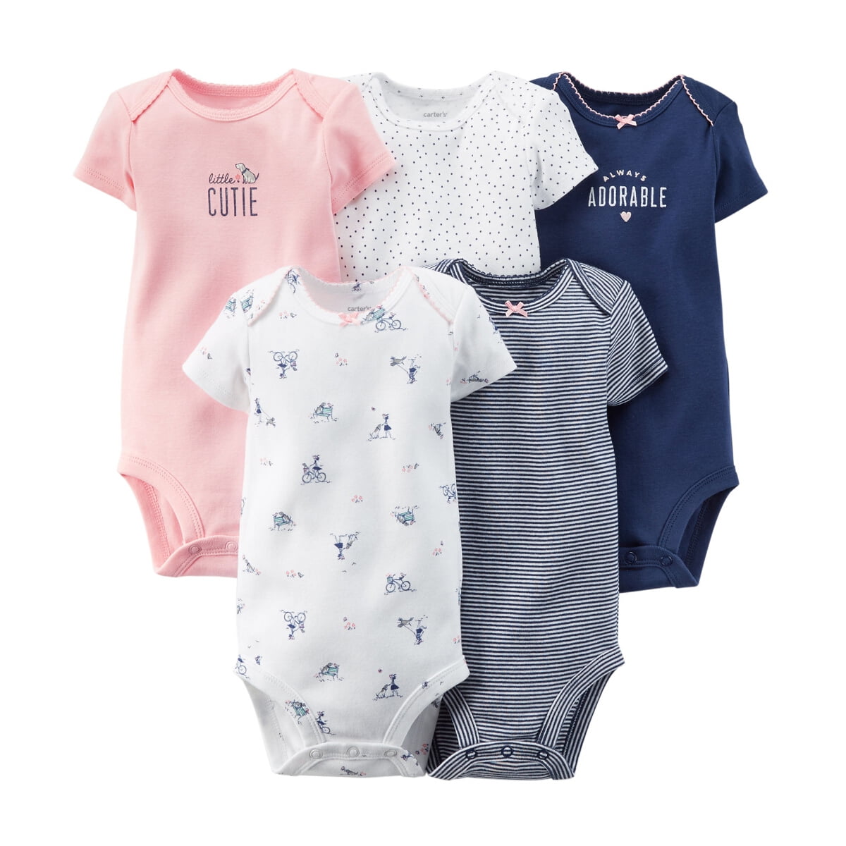 Carters Baby Girls 5Pack ShortSleeve Bodysuits