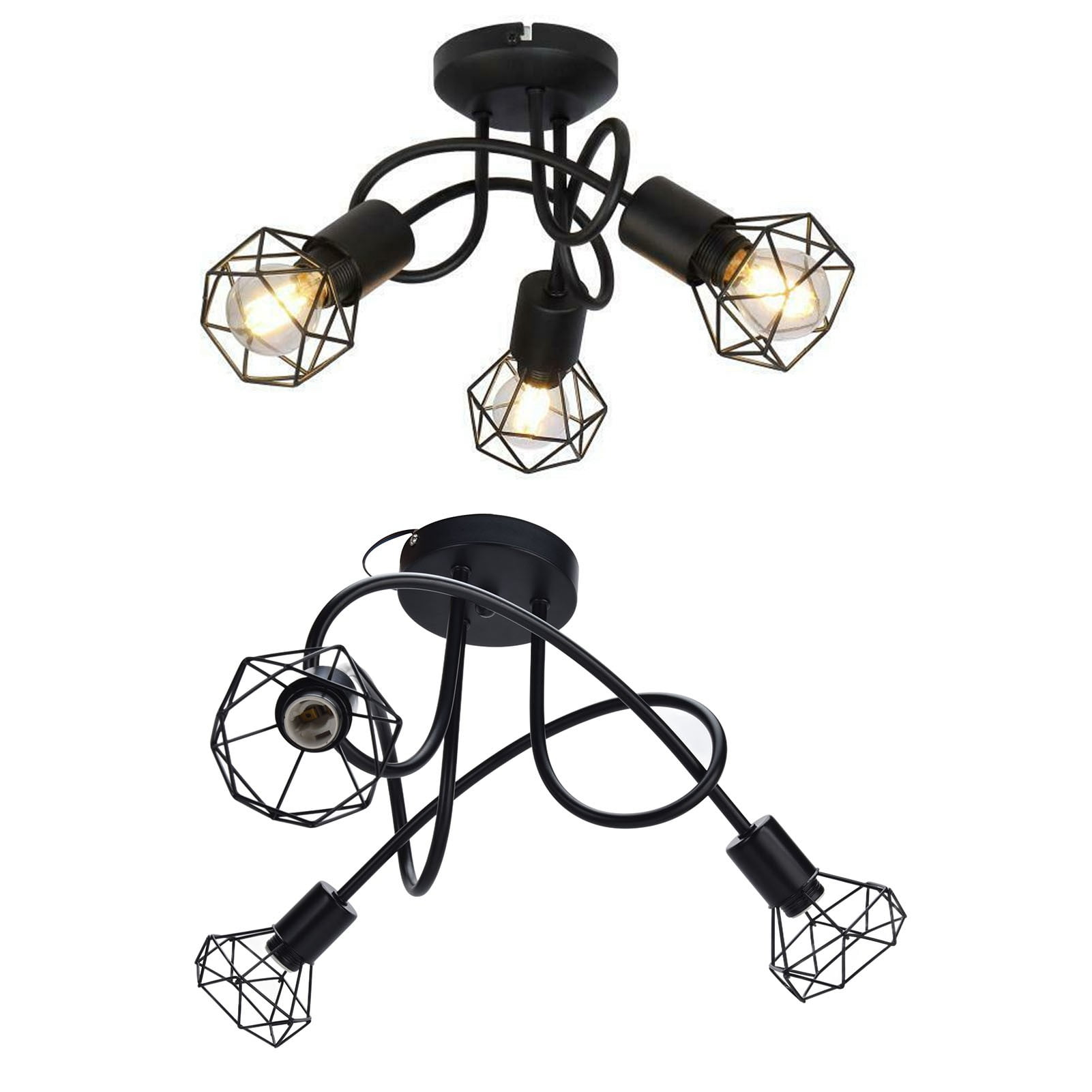 NFTIGB Modern 3 Heads Pendant Light Hollow Iron Ceiling Lamp Fixture for Bedroom Dining Room, Black Base (Bulb Not Included)
