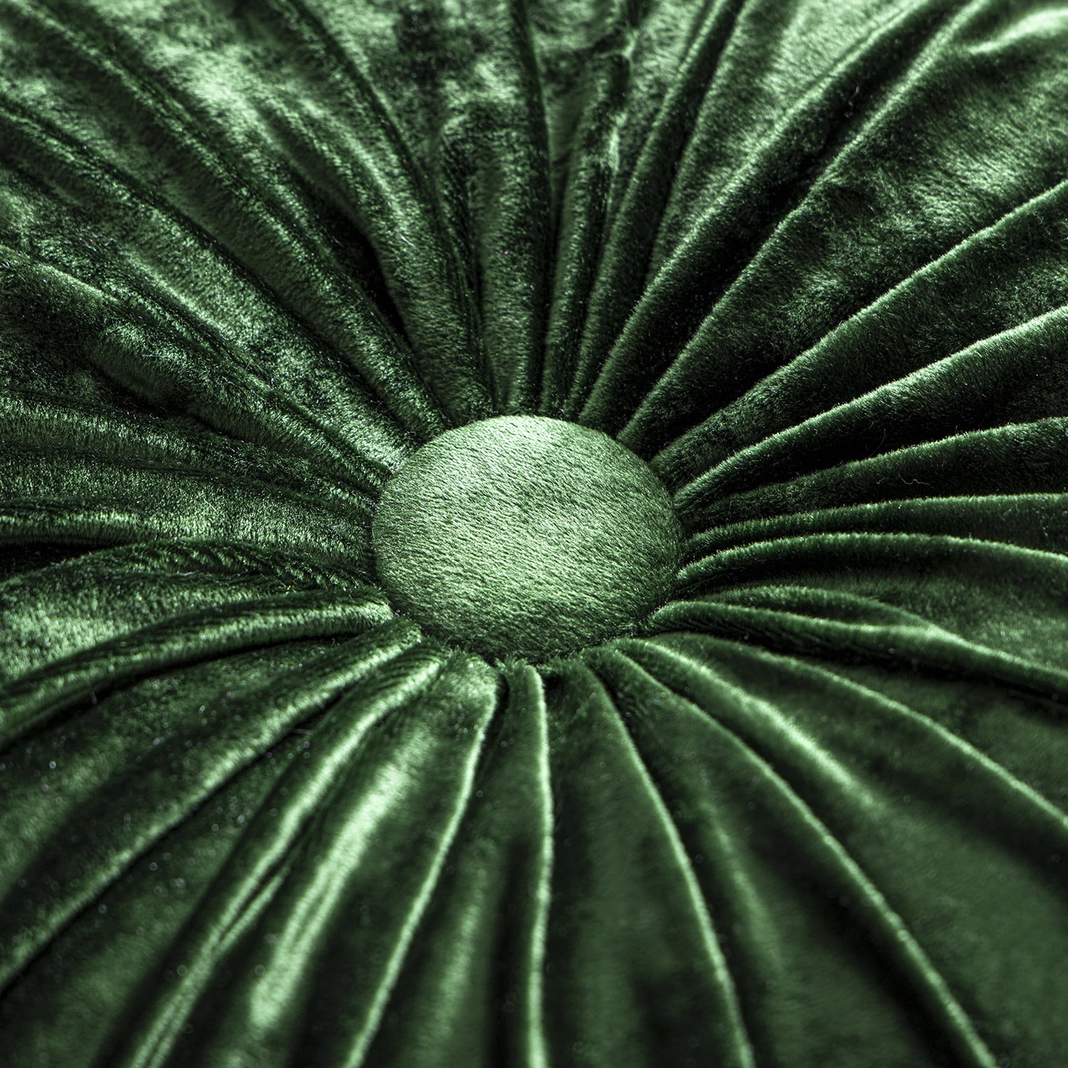 Phantoscope Crushed Velvet Pleated Round Pumpkin Floor Pillow Series Decorative Throw Pillow, 16" x 16" Round, Dark Green, 1 Pack