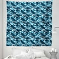 thumbnail image 1 of Palm Tree Tapestry, Fractal Looking Geometric Backdrop in Blue Shades with Tree Silhouettes, Fabric Wall Hanging Decor for Bedroom Living Room Dorm, 5 Sizes, Blue Dark Blue White, by Ambesonne, 1 of 1