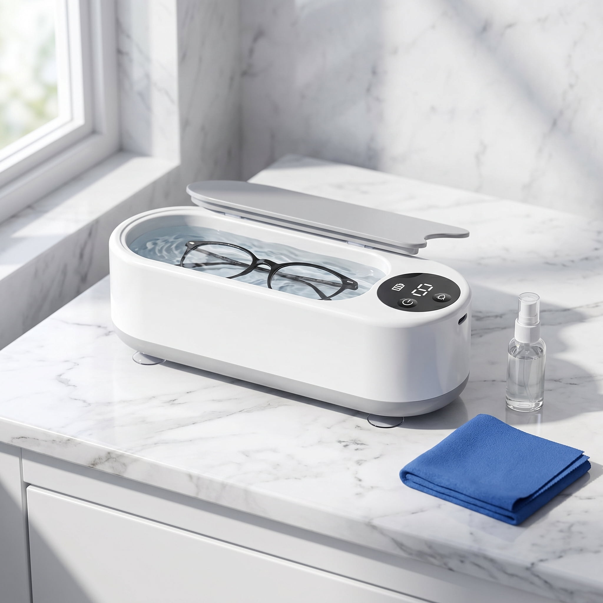 Professional Ultrasonic Jewelry Cleaner, 300mL Portable Eyeglass Cleaning Machine with Whisper-Quiet Tech,USB Powered Sonic Wash for Watches,Dentures, and Rings, One-Touch Operation for Home & Travel