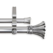 Fuga Double Curtain Rod 1" OD 160-240 inch - Satin Nickel