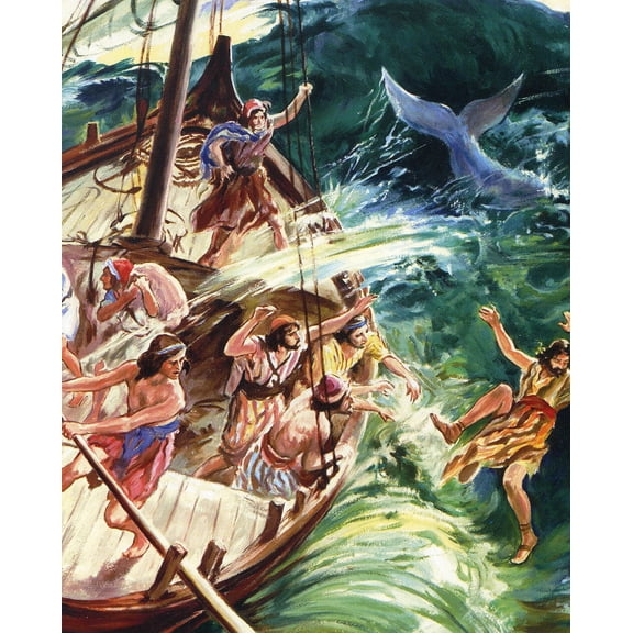Catholic print picture - Jonah and the Whale C - 8" x 10" ready to be framed