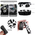 thumbnail image 6 of HUISEFOR Cow Print Car Seat Cover Full Set 15 Pieces for Most Truck SUV Steering Wheel Cover Seat Belt Cover Car Trash Can Air Vent Storage Bag Keychain Rear View Mirror Cover, 6 of 7