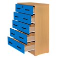 thumbnail image 2 of Better Home Products Cindy Commode en Bois à 5 Tiroirs avec Serrure Bleue, 2 of 14