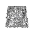 thumbnail image 6 of HULIJA Metallic Sequined Skirt for Women Stretchy Pencil Bodycon Mini Rave Skirts for Dance Party Silver M, 6 of 7