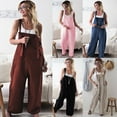 thumbnail image 4 of Sunloudy Combinaison Décontractée à Jambes Larges pour Femmes, Lin, Taille Unique, Rose, 4 of 4