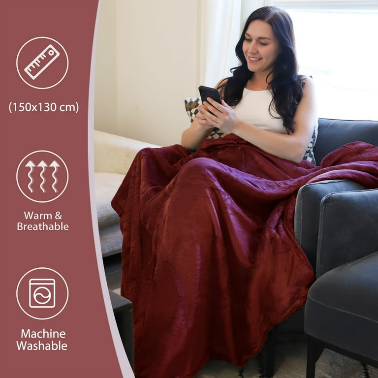 Catalonia Wine Colored Sherpa Throws Blanket Super Soft Comfy