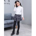 thumbnail image 4 of AOMPMSDX Toddler Girls Pantskirt Footless Leggings With Plaid Skirt Kids Clothes Pants Spring Summer Homewear Outwear For Kids Dark Blue 12 Years-14 Years, 4 of 7
