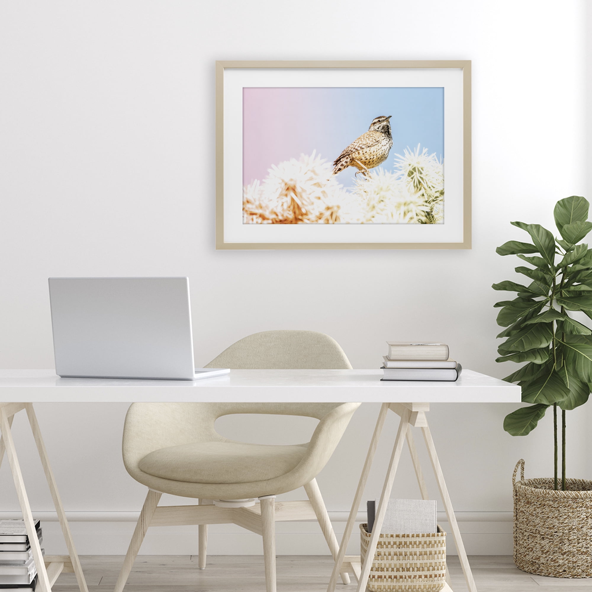 Stupell Industries Desert Song Bird Birch Framed Print Under Glass, design by Nathan Larson