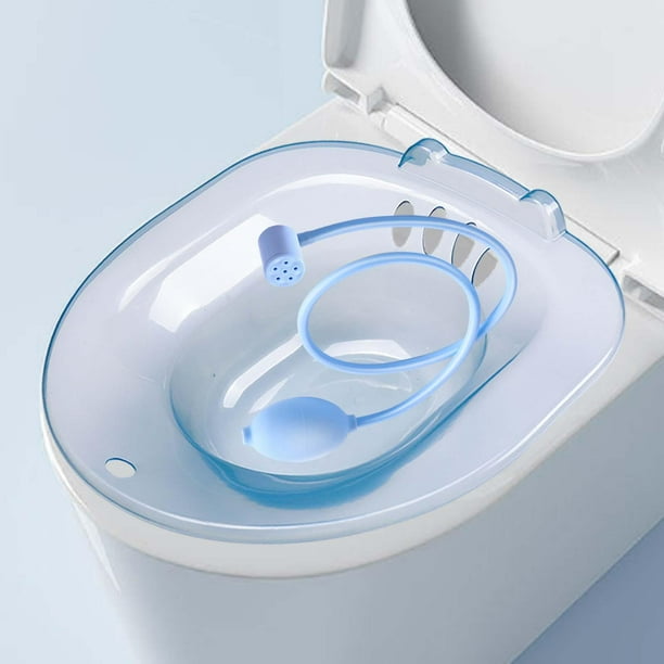 Se sienta en el baño, bidé, baño de cadera portátil con cisterna, cómodo asiento de inodoro, lavabo, cuenco de lavado, lavabo de limpieza para baño de viaje azul B Yinane Bañera de asiento