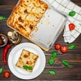 thumbnail image 4 of Walchoice Baking Pan Set of 3, Stainless Steel Cake Pans Rectangle Bakeware Set, Metal Lasagna Pans Includes 12.3/10.4/9.3 inch, 4 of 7