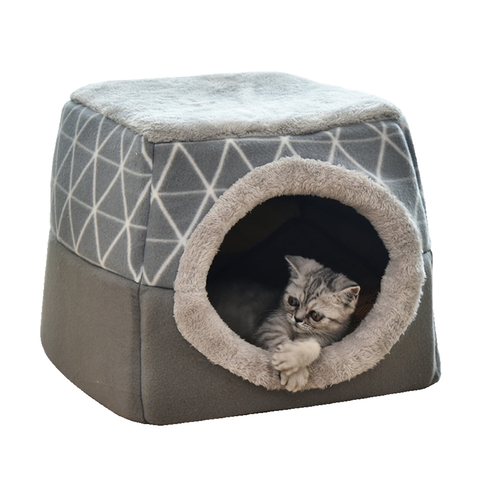 New Pet Igloo Dog Cat Bed House Kennel Doggy Fashion Cushion Pad With Mat 