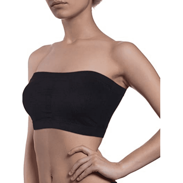 3 Pieces Women Bandeau Bra Padded Strapless Brarette Soft Bra Seamless  Bandeau Tube Top Bra, Assorted Sizes (Black, White and Nude Color