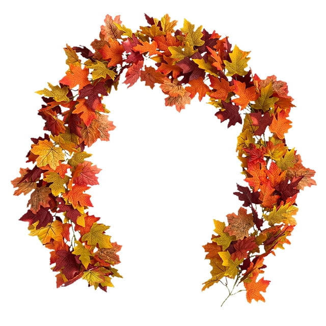 Iamnij Fall Garland For Stair Railing,Fall Garland Outdoor,Thick Fall Garland,Fall Maple Leaves Garland 78Inch Artificial Maple Autumn Garland Hanging Fall Vines