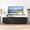 Black, variant on UZUGUL 2-Door 2-Drawer Walnut TV Stand, Flowing Wave Pattern, Hidden Cord Management, for Cozy Family Room