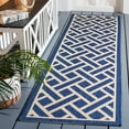 thumbnail image 3 of SAFAVIEH Courtyard Janey Bordered Indoor/Outdoor Area Rug, Navy/Light Beige, 6'7" x 6'7" Round, 3 of 7