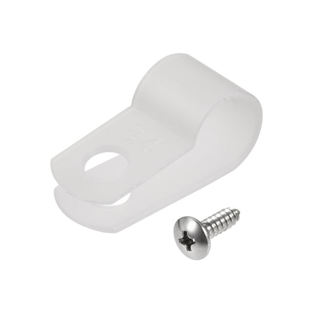 Unique Bargains 8.4mm Nylon R Type Cable Clip Wire Clamp with Screws White 100 Pieces
