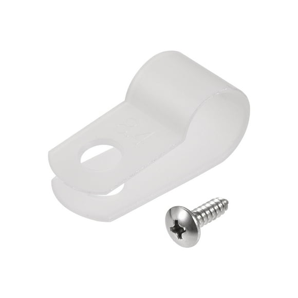Unique Bargains 8.4mm Nylon R Type Cable Clip Wire Clamp with Screws White 100 Pieces