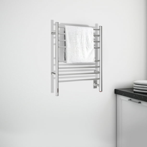 HOMCOM Chauffe-serviettes électrique, sèche-serviettes chauffant à 8 bars  avec minuterie intégrée et indicateurs LED, séchoir mural et autoportant en  acier au carbone pour salle de bain, noir 