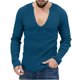 thumbnail image 1 of Blusas y camisas de manga larga con cuello en V para hombre, camisetas casuales de manga larga, jersey de punto, camisa de color liso con cuello en V, blusa para hombre, 1 of 6