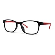 Kids Narrow Rectangle Horned Rim 100% Blue Light Flitering Computer Glasses Black Red