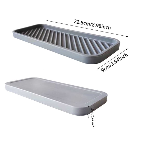 Compact Rectangular Silicone Drying Mat for Kitchen Countertop Dish Soap Sponge Holder Tray