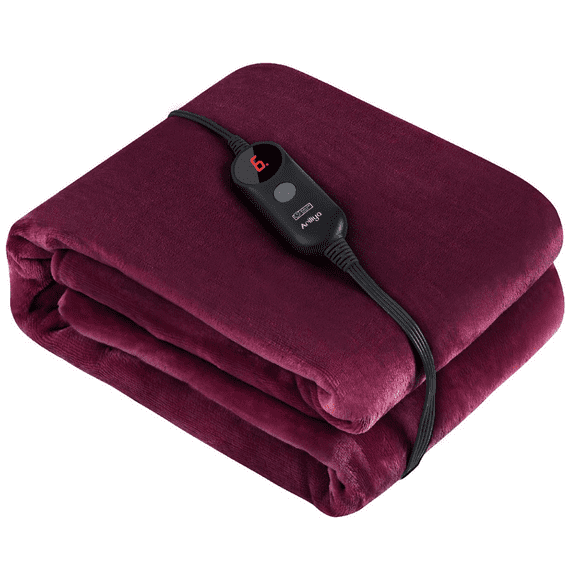 Electric Heated Blanket 50x60 Inch Heated Throw Soft and Comfy Flannel Blanket, with 6 Heating Levels & 5 Hours Auto Off, Fast Heating, Heated Blanket for Home Use OWF-PJB