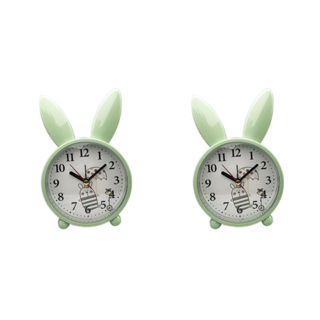 relayinert Cute Rabbit Deer Shaped Alarm Clock for Bedroom Nordic Style Playful and Endearing Green Rabbit 2Set