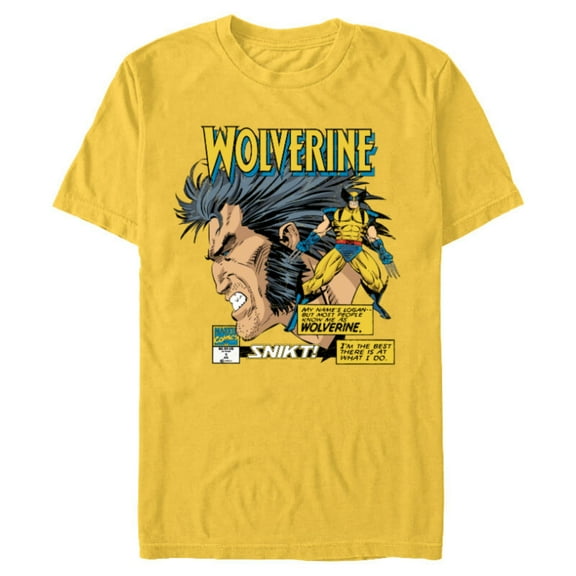 Marvel Comics Wolverine Classic Logan Retro - Short Sleeve Blended T-Shirt for Adults- Customized-Yellow
