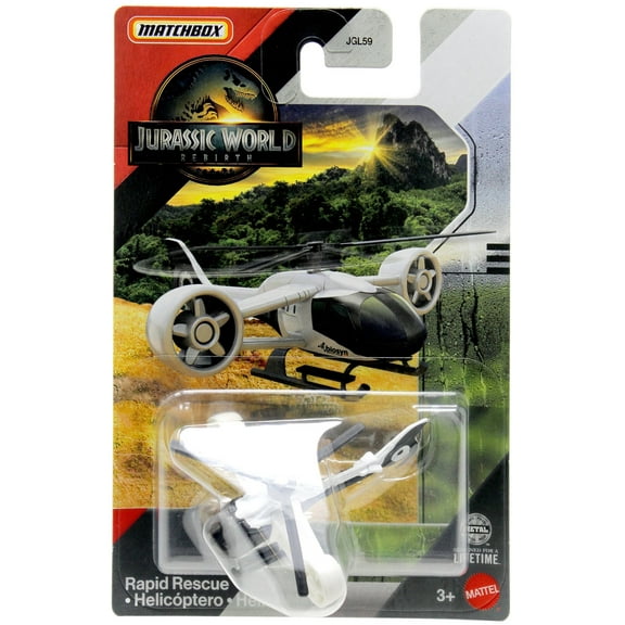 Jurassic World Rebirth Matchbox Rapid Rescue Copter Die Cast Vehicle