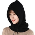 thumbnail image 5 of Guiexla Ladies Winter Balaclava Knitted Thick Solid Color Drawstring Elastic Ear Neck Protection Lightweight Warm Soft Unisex Women Men Cap Daily Hat, 5 of 8